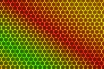 Abstract Colorful Glowing Neon Electric hexagon background 3D rendering