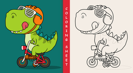 Cool dinosaur riding a bicycle. © kancut