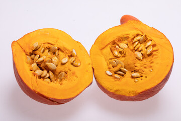 Yellow pumpkin vegetable isolated on white background