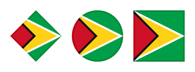 guyana flag icon set. isolated on white background	
