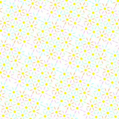 Seamless Pattern with Pastel Colourful Flowers - Vector - Wallpaper - Background