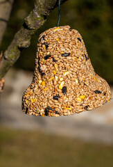 Bell from various grains, a delicacy for all the birds in the garden