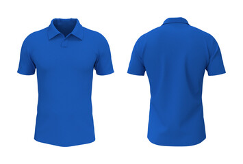 Blank collared shirt mockup, front, and back views, tee design presentation for print, 3d rendering, 3d illustration