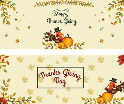 Thanksgiving Banner in Flat Design