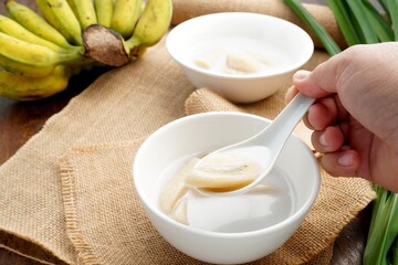 Thai desserts Bananas in coconut Milk