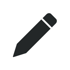 Pencil vector icon. Pen symbol. Write, draw or sketch sign. Crayon logo. Silhouette isolated on white background.
