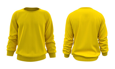 Blank sweatshirt mock up in front, and back views, isolated on white, 3d rendering, 3d illustration