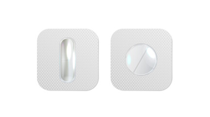 Pharmaceutical  blister pack isolated on transparent background. 3D illustration pill blister. 