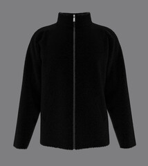 Fleece tracksuit top jacket with zip design, sportswear, track front view, 3d illustration, 3d rendering
