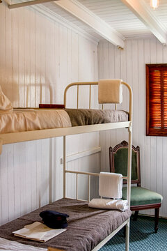 Interior Of A Cabin Of A Vintage Steamship