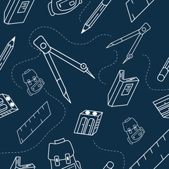 Hand drawn back to school seamless pattern 