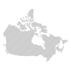 Canada map from pattern of black slanted parallel lines. Vector illustration.