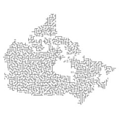 Canada map from black pattern of the maze grid. Vector illustration.