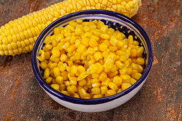 Young corn seeds in the bowl