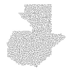 Guatemala map from black pattern of the maze grid. Vector illustration.