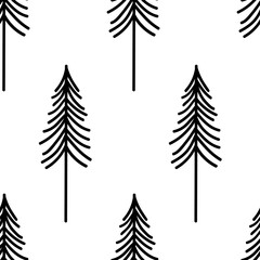 Obraz premium Seamless pattern Christmas trees silhouettes vector illustration