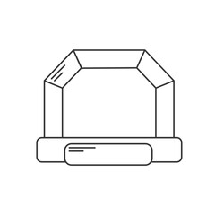 Bouncy castle outline icon. Jumping house on kids playground. Vector line illustration.