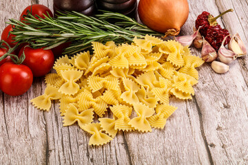 Raw Italian farfalle pasta for cooking