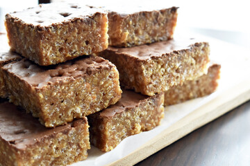 Chocolate caramel rice crispy treats.