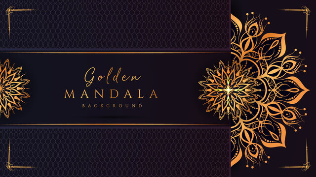 Creative luxury mandala background with floral ornament pattern. Hand drawn gold mandala design. Abstract and decorative mandala design for decoration, invitation, cards, wedding, logos, flyer, banner