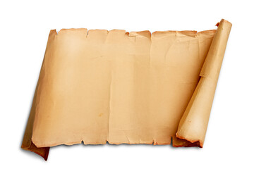 blank vintage paper manuscript with place for your text isolated on white background