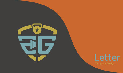 Letter EG fitness logo, vector dumbbell icon, symbol vector illustration design template