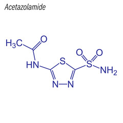 Vector Skeletal formula of Acetazolamide. Drug chemical molecule.