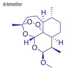 Obraz premium Vector Skeletal formula of Artemether. Drug chemical molecule.