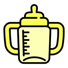 Baby milk bottle icon. Outline baby milk bottle vector icon for web design isolated on white background