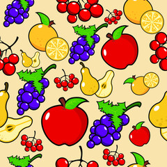 Hand drawn fruits seamless pattern