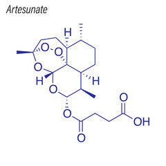 Vector Skeletal formula of Artesunate. Drug chemical molecule.
