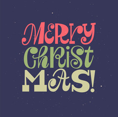 Merry Christmas retro type design. Winter holidays