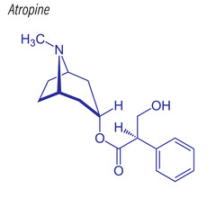 Vector Skeletal formula of Atropine. Drug chemical molecule.