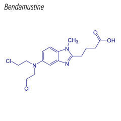 Vector Skeletal formula of Bendamustine. Drug chemical molecule.