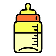 Half milk baby bottle icon. Outline half milk baby bottle vector icon for web design isolated on white background