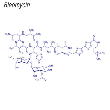 Vector Skeletal formula of Bleomycin. Drug chemical molecule.