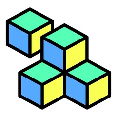Cubes toy icon. Outline cubes toy vector icon for web design isolated on white background