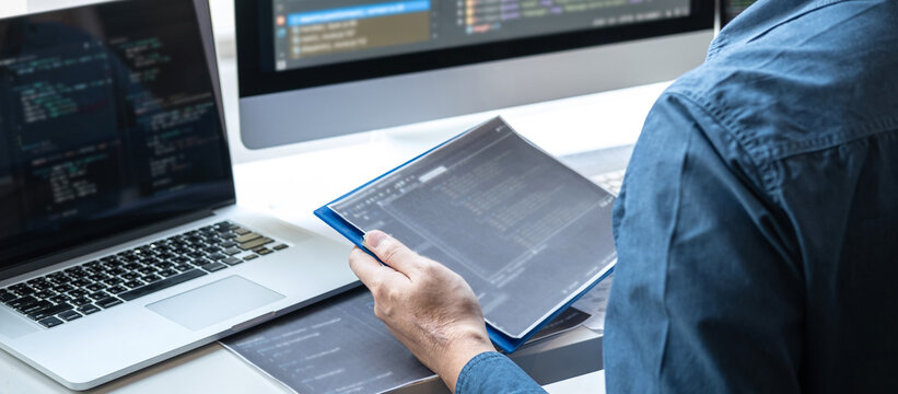 Professional Development programmer working in programming website a software and coding technology, writing codes and data code, Programming with HTML, PHP and javascript