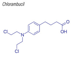Vector Skeletal formula of Chlorambucil. Drug chemical molecule.
