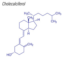 Vector Skeletal formula of Cholecalciferol. Drug chemical molecule.