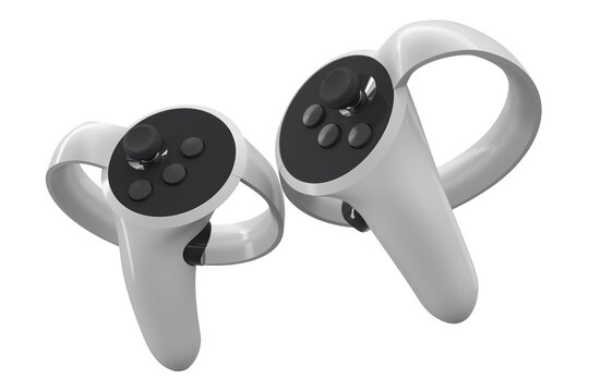 Virtual reality controllers for online and cloud gaming isolated on white
