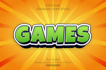 Cartoon Games Green Yellow Editable Text Effect