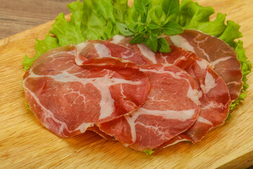 Smoked pork neck slices snack