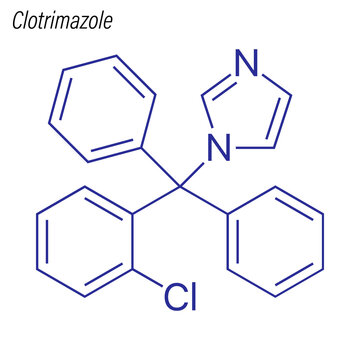 Vector Skeletal formula of Clotrimazole. Drug chemical molecule.