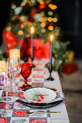 Christmas Table Setting. Holiday Decorations. Decor. New Year Celebration