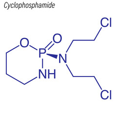 Vector Skeletal formula of Cyclophosphamide. Drug chemical molecule.