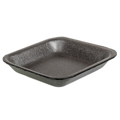 Empty black plastic new container for takeaway or picnic food isolated on white background