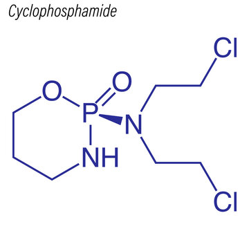 Vector Skeletal formula of Cyclophosphamide. Drug chemical molecule.