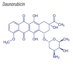 Vector Skeletal formula of Daunorubicin. Drug chemical molecule.