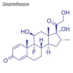 Vector Skeletal formula of Dexamethasone. Drug chemical molecule.
